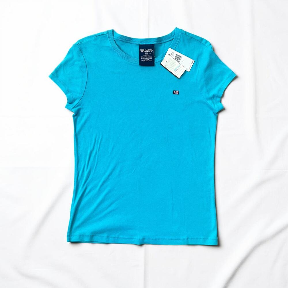 Vintage Polo Jeans Co Ralph Lauren Short Sleeve Tshirt Teal NWT Size L Y2K 90s